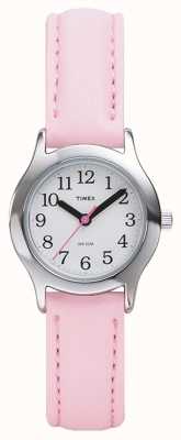 Timex Relógio feminino / infantil com pulseira de couro rosa T790814
