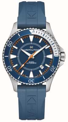 Hamilton Edição especial cáqui marinho scuba automático syroco (40 mm) mostrador azul / pulseira de borracha azul H82385340
