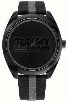 Tommy Jeans Homens | mostrador preto | alça de náilon preta e cinza 1792039