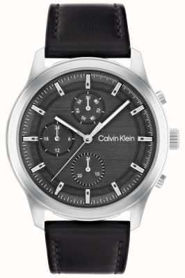 Calvin Klein Homens | mostrador cronógrafo preto | pulseira de couro preto 25200211