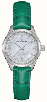 Hamilton Jazzmaster senhora automático (30 mm) mostrador em madrepérola / pulseira de couro verde H32275890