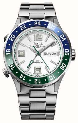 Ball Watch Company Roadmaster marine gmt bisel azul/verde mostrador branco DG3030B-S9CJ-WH