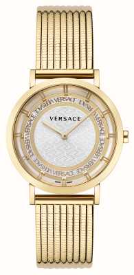 Versace Nova geração | mostrador de prata | pulseira de malha pvd de ouro VE3M00522