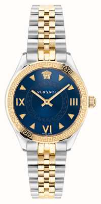 Versace Hellenio | mostrador azul | pulseira de aço de dois tons VE2S00522