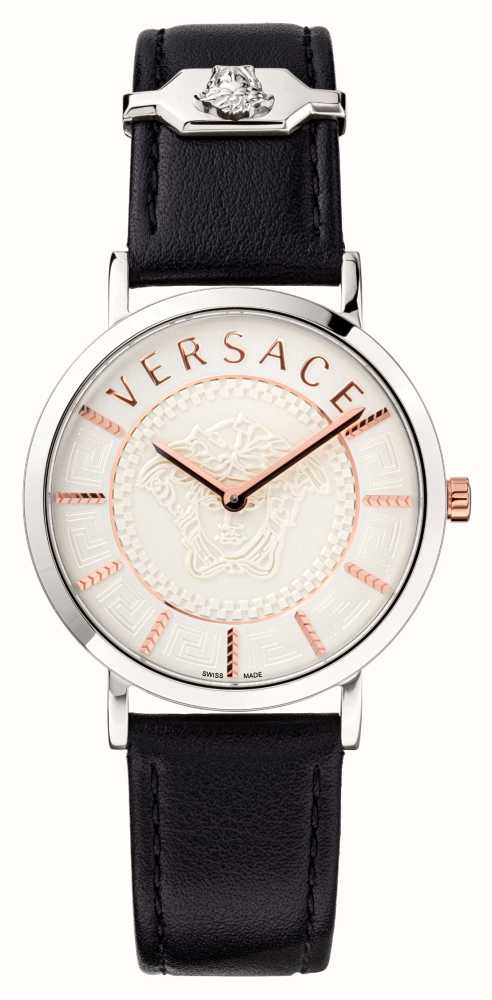 Versace Mostrador Branco Essential (36 Mm) / Couro Preto VEK400721 - First  Class Watches™ BRA