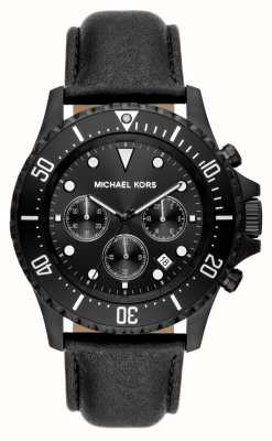 Michael Kors Everest | mostrador cronógrafo preto | pulseira de couro preto MK9053