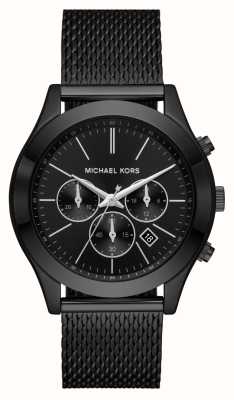 Michael Kors Pista fina | mostrador cronógrafo preto | pulseira de malha de aço preto MK9060