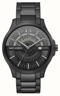 Armani Exchange Homens | mostrador preto | pulseira de aço inoxidável preta AX2444