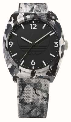 Adidas Projeto dois | mostrador de logotipo preto | pulseira de resina de camuflagem cinza AOST22568