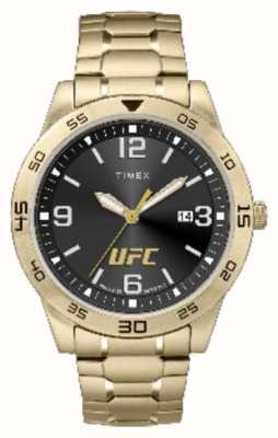 Timex x UFC Mostrador preto Legend / aço inoxidável pvd dourado TW2V56400