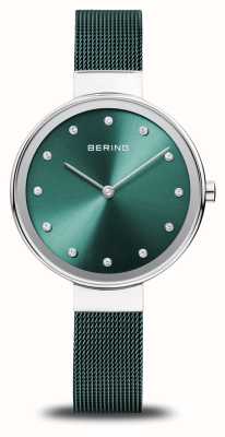 Bering Clássico | mostrador verde | pulseira de malha de aço verde 12034-808