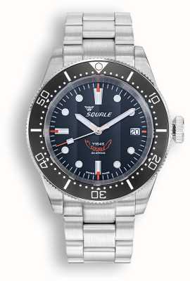 Squale 1545 mostrador preto | pulseira de aço inoxidável 1545BKBKC.AC