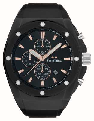 TW Steel Tecnologia de CEO dos homens | mostrador preto | pulseira de borracha preta CE4102