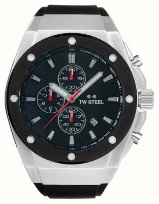 TW Steel Tecnologia de CEO dos homens | mostrador preto | pulseira de borracha preta CE4104