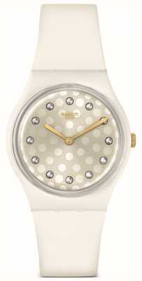 Swatch Relógio de silicone branco com brilho biocerâmico SO31W109