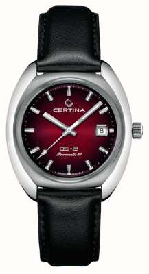 Certina DS-2 | powermatic | mostrador vermelho | pulseira de couro preto C0244071742100