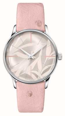Junghans Meister automatic damen com mostrador rosa e pulseira de couro rosa 27/3242.00