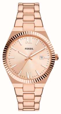 Fossil Escarlate | discagem em ouro rosa | pulseira de aço inoxidável de ouro rosa ES5258