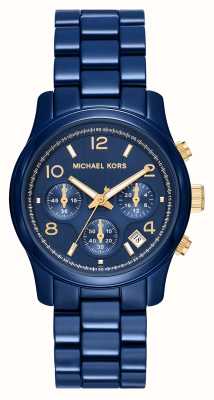 Michael Kors Passarela feminina | mostrador crono azul | pulseira de aço inoxidável azul MK7332