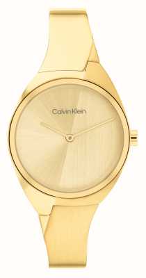 Calvin Klein Feminino | mostrador de ouro | pulseira de meia pulseira de ouro 25200235