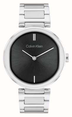 Calvin Klein Sensação feminina | mostrador preto | pulseira de aço inoxidável 25200249