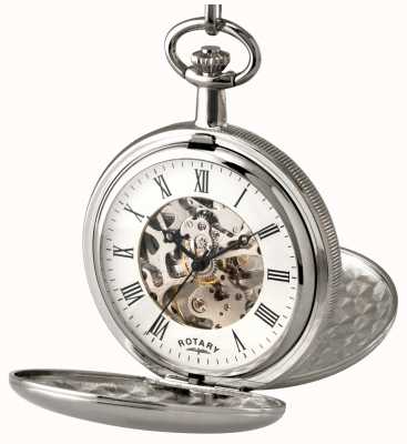 Rotary Relógio de bolso de esqueleto de aço inoxidável da Gent MP00726/01