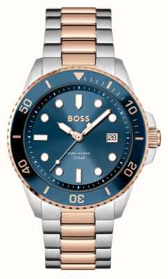 BOSS Ás dos homens | mostrador azul | pulseira de aço inoxidável de dois tons 1514012