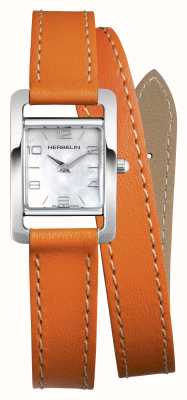 Herbelin Avenida V | mostrador em madrepérola | pulseira de couro laranja 17437AP29MDL