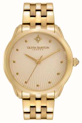 Olivia Burton Clássicos atemporais luz das estrelas celeste | mostrador bege | pulseira de aço inoxidável de ouro 24000048