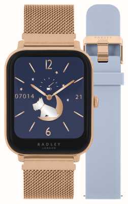 Radley Série inteligente 11 | malha de ouro rosa e conjunto de pulseira de silicone RYS11-4006-SET