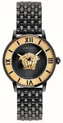 Versace La medusa quartzo (38mm) mostrador preto / pvd preto aço inoxidável VE2R00422