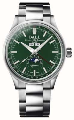 Ball Watch Company Calendário lunar do engenheiro ii | 40mm | edição limitada | mostrador verde | pulseira de aço inoxidável NM3016C-S1J-GR