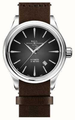 Ball Watch Company Lenda do Trainmaster | 40mm | edição limitada | mostrador preto | pulseira de couro marrom NM9080D-L1J-BK