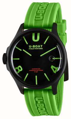U-Boat Darkmoon pvd (44 mm) mostrador curva preto e verde / pulseira de silicone verde 9534