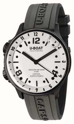 U-Boat Capsoil doppiotempo dlc mostrador branco / pulseira de borracha preta 8889/B