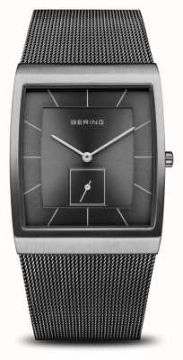 Bering Mostrador cinza clássico masculino / pulseira de malha de aço inoxidável cinza 16033-377