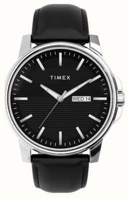 Timex Vestido masculino mostrador preto pulseira de couro preto TW2V79300
