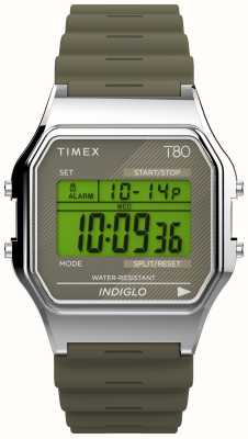 Timex 80 display digital verde / pulseira de resina verde TW2V41100
