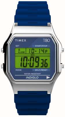 Timex 80 mostrador digital azul / pulseira de resina azul TW2V41200
