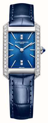 Baume & Mercier Mostrador hampton quartz azul feminino / pulseira de couro azul M0A10709