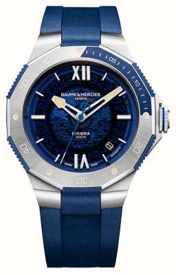 Baume & Mercier Riviera masculino automático (42 mm) mostrador azul / pulseira de borracha azul M0A10716