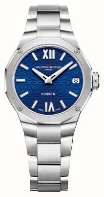 Baume & Mercier Relógio feminino quartzo Riviera (33 mm) azul / pulseira de aço inoxidável M0A10727