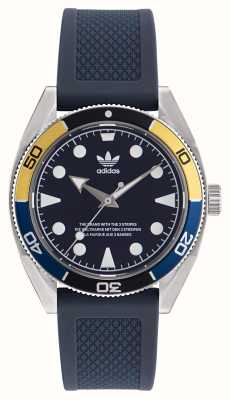 Adidas Edição dois mostrador azul pulseira de silicone azul marinho AOFH23006