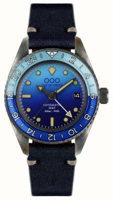 Out Of Order Bomba blu automatic gmt (40mm) mostrador azul / couro azul escuro OOO.001-25.BB