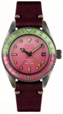 Out Of Order Cosmopolitan automatic gmt (40mm) mostrador rosa / couro vermelho coral OOO.001-25.COS