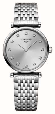 LONGINES La grande classique de longines mostrador prateado cravejado de diamantes / pulseira de aço inoxidável L42094706