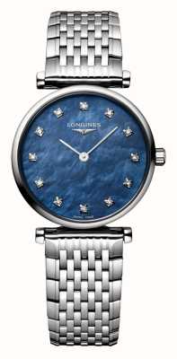 LONGINES La grande classique de longines mostrador cravejado de diamantes em madrepérola azul / pulseira em aço inoxidável L42094816