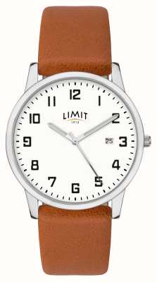 Limit Relógio masculino | caixa prateada e pulseira em PU com mostrador branco prateado 5778