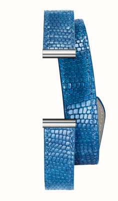 Herbelin Pulseira de relógio intercambiável Antarès - couro azul texturizado viper duplo envoltório / aço - somente pulseira BRAC17048A188