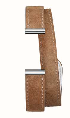 Herbelin Pulseira de relógio intercambiável Antarès - dupla volta couro camurça marrom / aço inoxidável - somente pulseira BRAC17048A187